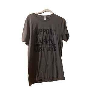 Bella+Canvas Cotton Graphic Tee Support Wildlife Raise Boys Gray Black Size M